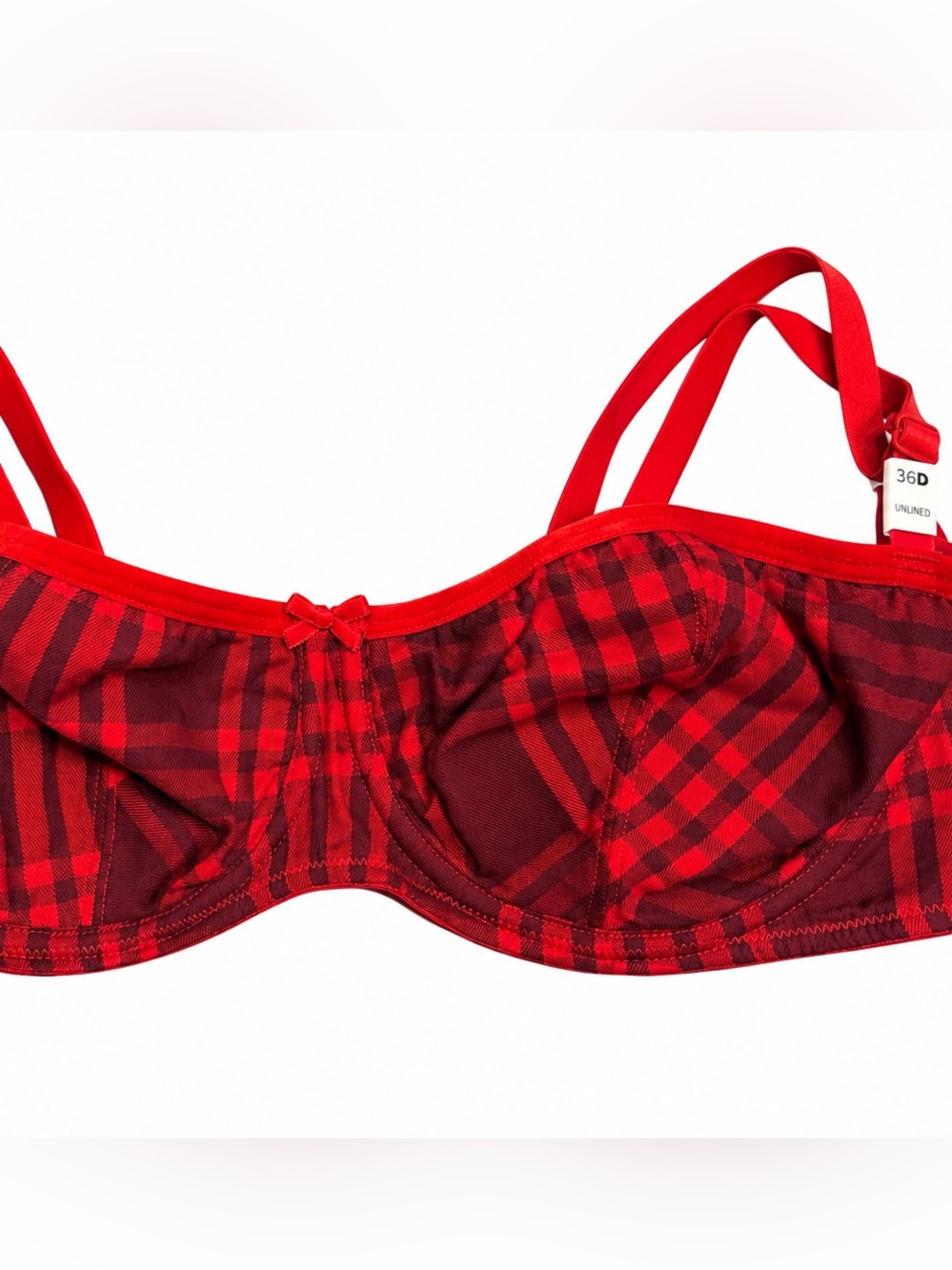 Victoria's Secret Red Plaid Underwire Bra with adjustable Straps